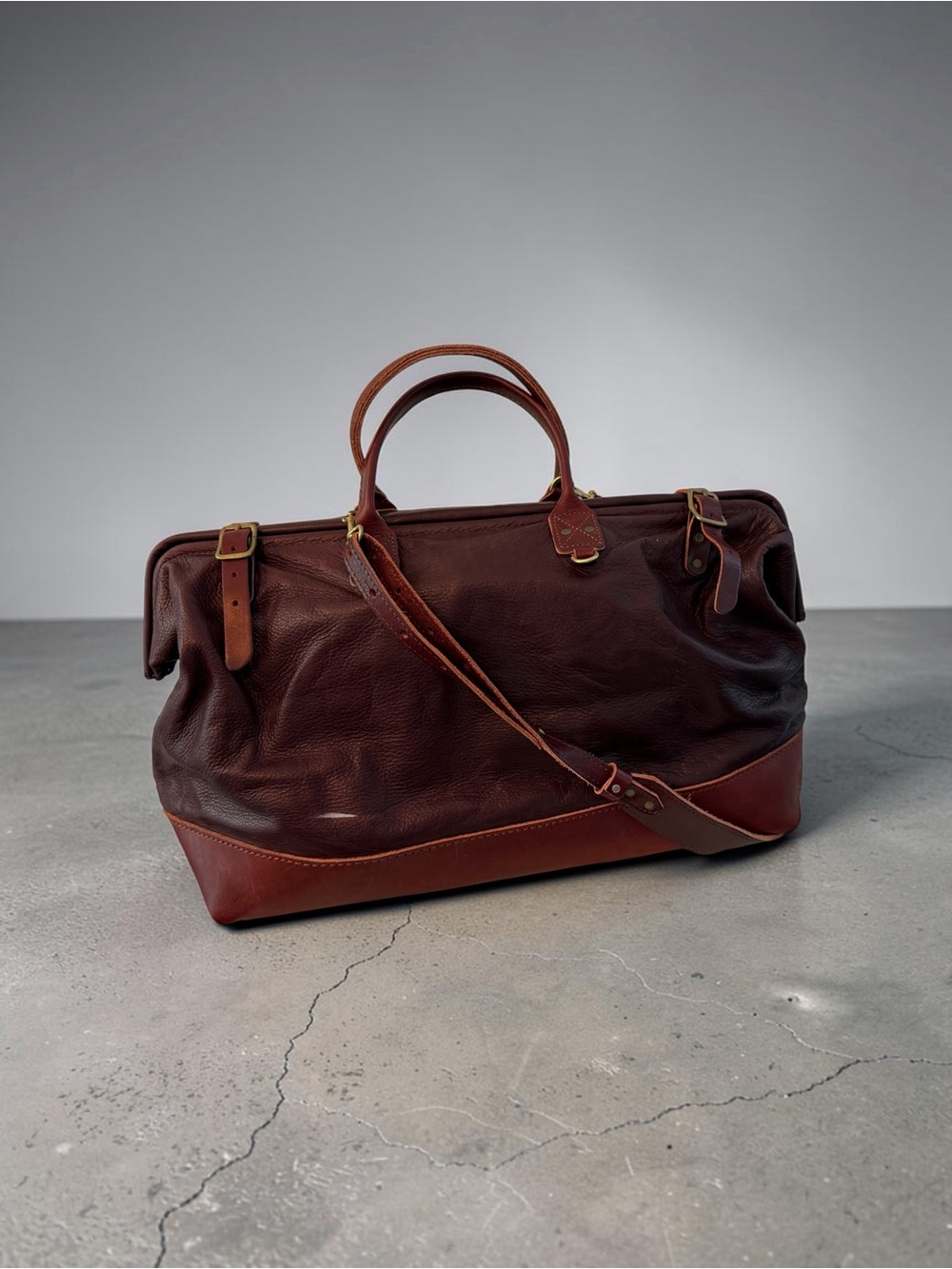 Billykirk No. 155 Large Leather Doctor Duffle Bag Brown Made in USA Weekender